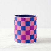 Blue Pink Purple Checkered Pattern Design  Mok (Midden)