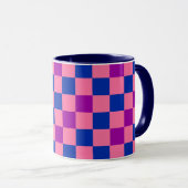 Blue Pink Purple Checkered Pattern Design  Mok (Voorkant rechts)