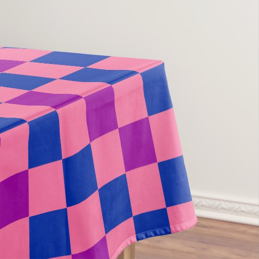 Blue Pink Purple Checkered Pattern Design  Tafelkleed (Voorbeeld)