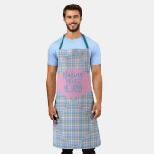 Blue Pink Purple Plaid Baking Makes Me Happy Schort (Gedragen)