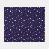 Blue Pink Purple Stars Cosmic Space Night Sky. Fleece Deken (Voorkant (Horizontaal))