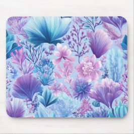 BLUE PINK PURPLE UNDERSEA PLANTS & SEASHELLS MUISMAT