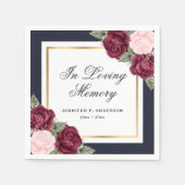 Blue Pink Red Gold Floral Funeral Memorial Servet (Voorkant)