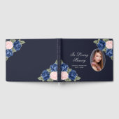 Blue Pink Silver Floral Foto Memorial Gastenboek (Volledig)