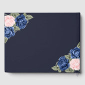 Blue Pink Silver Floral Foto Memorial Gastenboek (Achterkant)