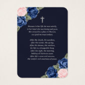 Blue Pink Silver Memorial Funeral Prayer Kaart (Achterkant)