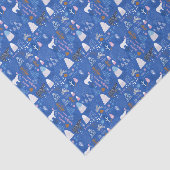 Blue Pink Snowy Happy Winter Forest Beer Bunny Tissuepapier (Detail)