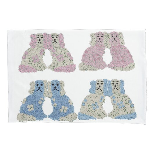 Blue Pink Staffordshire Dogs Ginger Jars Jar Kussensloop (Voorkant)