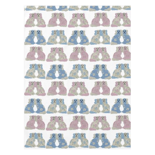 Blue Pink Staffordshire Dogs Ginger Jars Jar Tafelkleed (Voorkant)