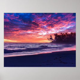 Blue Pink Sunset Ocean Photo 178 Poster