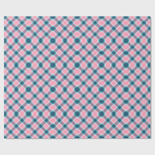 Blue Pink tartan Pset Gingham Pattern Cadeaupapier (Vlak)