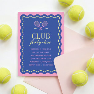 Blue + Pink Tennisclub Volwassenen Verjaardagsfees Kaart