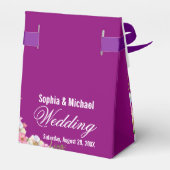 Blue Pink Watercolor Flowers Wedding Bedankdoosjes (Achterkant)