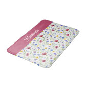 Blue Pink Watercolor Wildflower Monogram Badmat (Gekanteld)