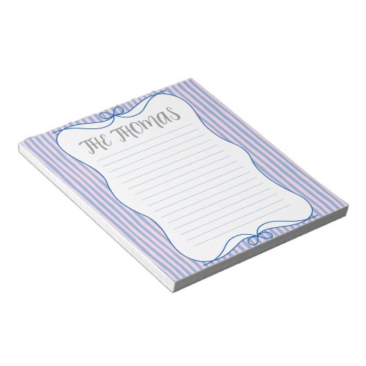 Blue Pink White Cute Personalized Notepad Notitieblok (Schuin)