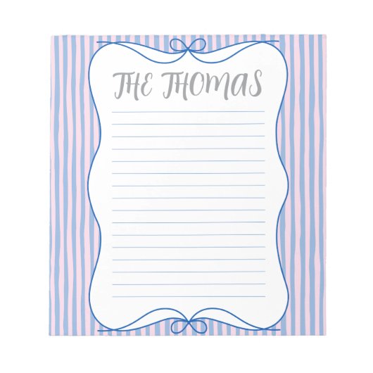 Blue Pink White Cute Personalized Notepad Notitieblok (Voorkant)