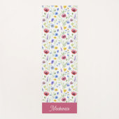 Blue Pink Wildflower Botanical Custom Name  Yogamat (Voorkant)