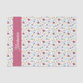 Blue Pink Wildflower Watercolor Tissue Paper Tissuepapier (Voorkant)