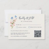 Blue Pink Wildflowers Response Card RSVP Kaartje (Voorkant)