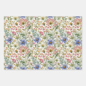 Blue Pink Wildflowers Verjaardag Bruids Baby showe Inpakpapier Vel (Voorkant 3)