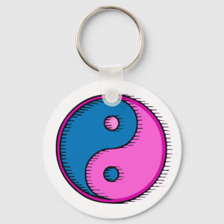 Blue Pink Windblown Yin Yang Sleutelhanger
