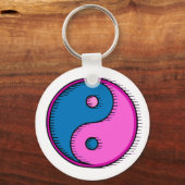 Blue Pink Windblown Yin Yang Sleutelhanger (Voorkant)