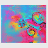 BLUE PINK YELLLOW WHIMSICAL FLOWERS Fantasy Floral Cadeaupapier (Vlak)