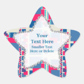 Blue PinkModern Abstract Star Label Sticker (Voorkant)