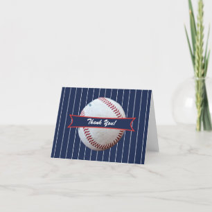 Blue Pinstripe Baseball Birthday Bedankt voor je c