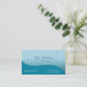 Blue Pinstripe Business Card Visitekaartje (Staand voorkant)