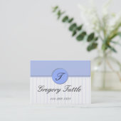 Blue Pinstripe Calling Card Contactkaartje (Staand voorkant)