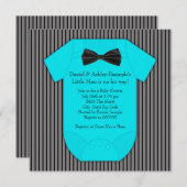 Blue Pinstripe Little Man Baby shower Kaart (Voorkant / Achterkant)