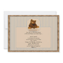 Blue Pinstripe Teddy Bear Baby Mededeling
