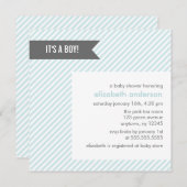Blue Pinstripes Baby Shower-uitnodigingen Kaart (Voorkant / Achterkant)