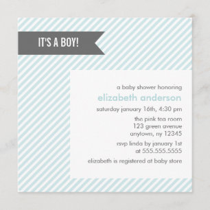 Blue Pinstripes Baby Shower-uitnodigingen Kaart