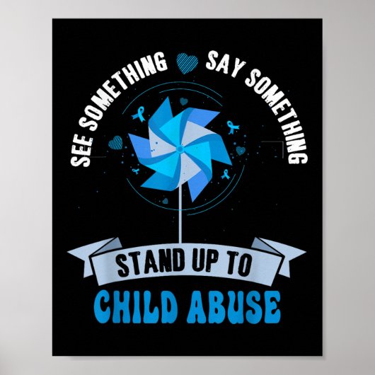 Blue Pinwheel Child Abuse Prevention Awareness Man Poster (Voorkant)