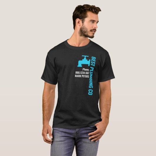 Blue Pipe Uw Bedrijfsnaam Kraan T-shirt (Voorkant volledig)