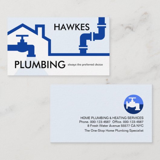 Blue Pipes Building Frame Leaking Faucet Visitekaartje (Voorkant / Achterkant)