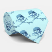 Blue Pirate Skull en Crossbones.Stropdassen Stropdas (Opgerold)