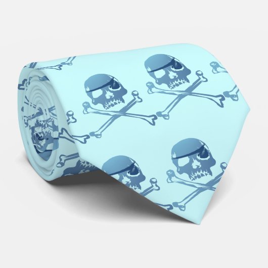 Blue Pirate Skull en Crossbones.Stropdassen Stropdas (Opgerold)