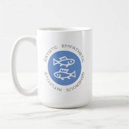 Blue Pisces Logo Zodiac Star Sign Astrology Trait Koffiemok