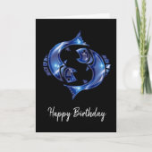 Blue Pisces Sign Birthday Kaart (Voorkant)