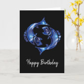 Blue Pisces Sign Birthday Kaart (Gele Bloem)