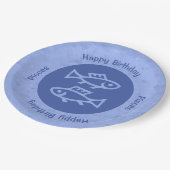 Blue Pisces Zodiac Papieren Bordje (Gekanteld)