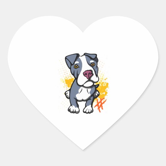Blue Pit Bull Pup Hart Sticker (Voorkant)
