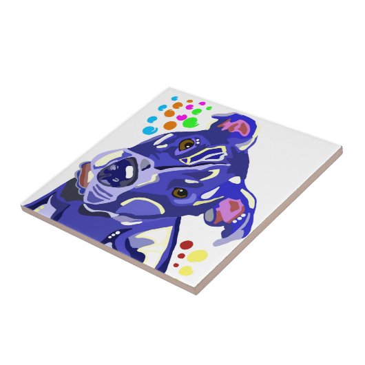 Blue Pit Bull Terrier Tiles Tegeltje (Zijkant)