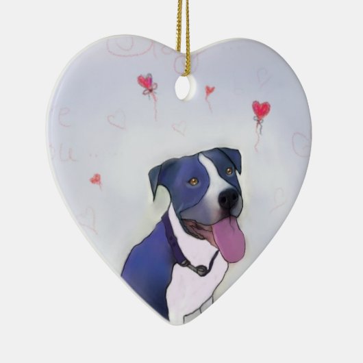 Blue Pit Good Dog Keramisch Ornament (Rechts)