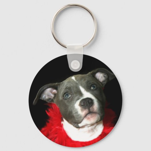 Blue Pitbull Puppy Sleutelhanger (Voorkant)