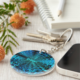 Blue Pixel Matrix, aangepast Sleutelhanger