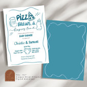 Blue Pizza, Brouwen en Luiers Co-Ed Baby shower Kaart